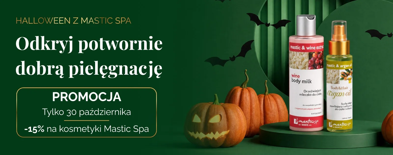 Halloween z mastic spa, promocja tylko 30 października -15% na kosmetyki Mastic Spa