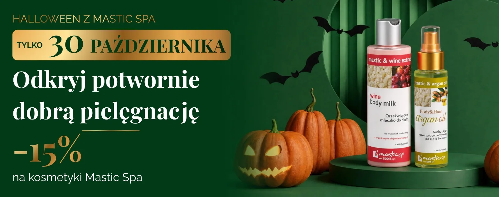 Halloween z mastic spa, promocja tylko 30 października -15% na kosmetyki Mastic Spa